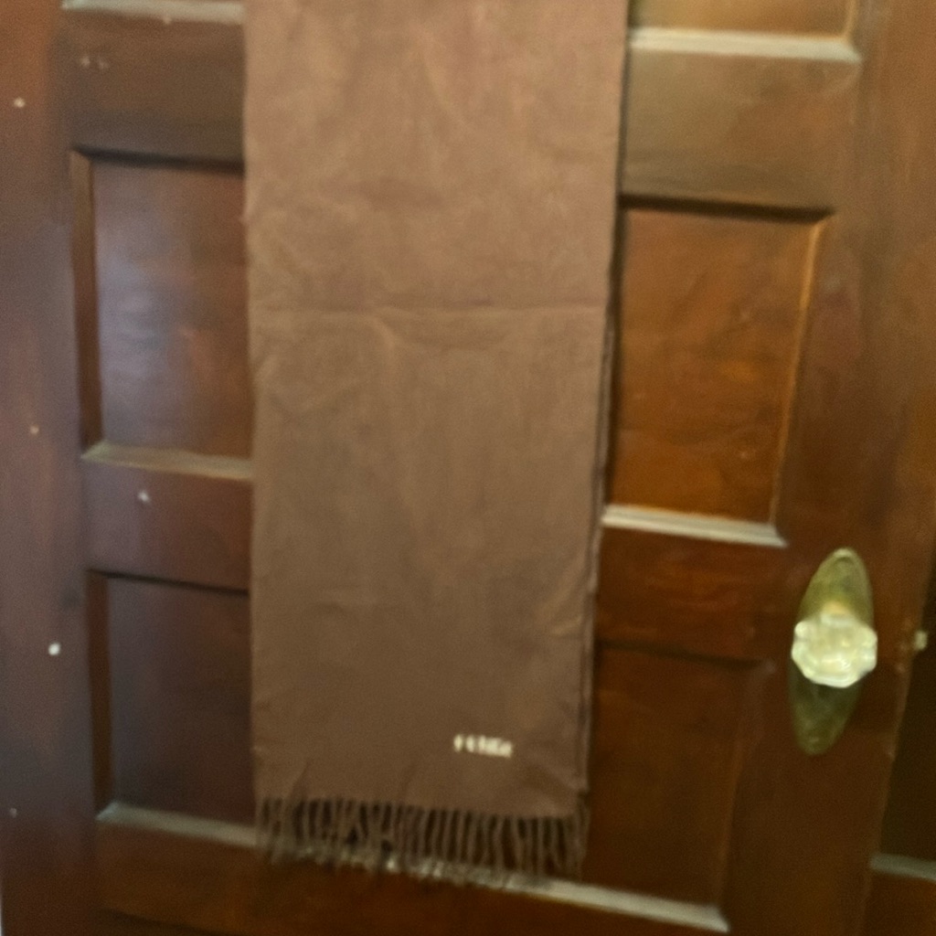 Fendi Brown Wool Muffler 37 Inches Without Frills